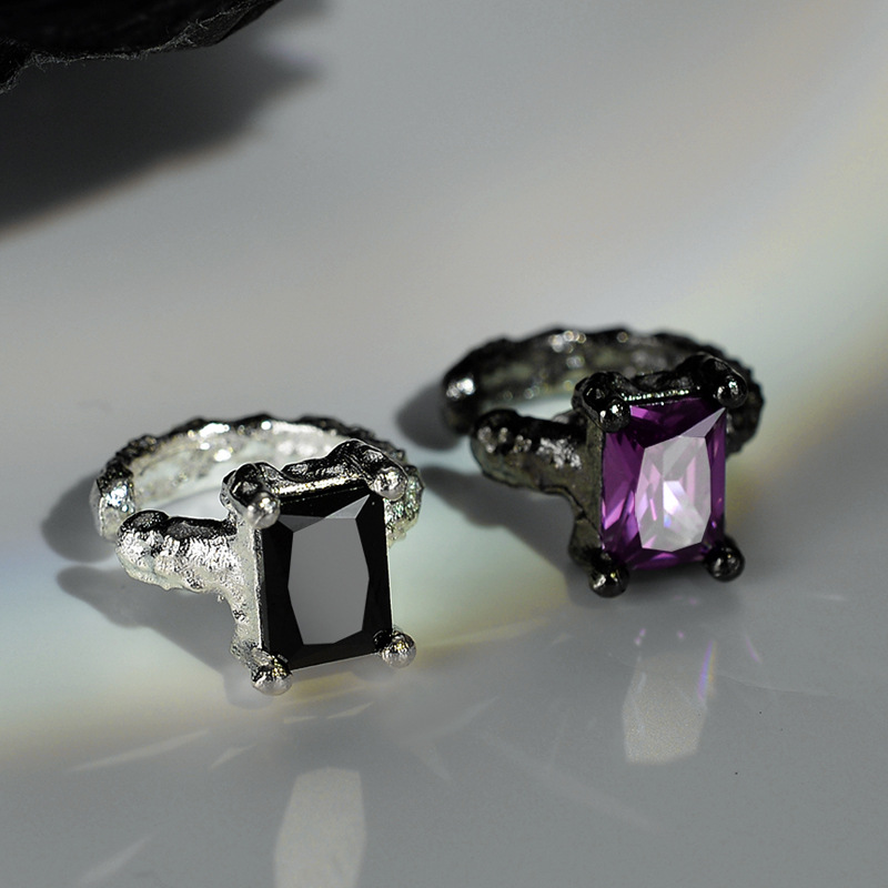925 silver square diamond ear clip