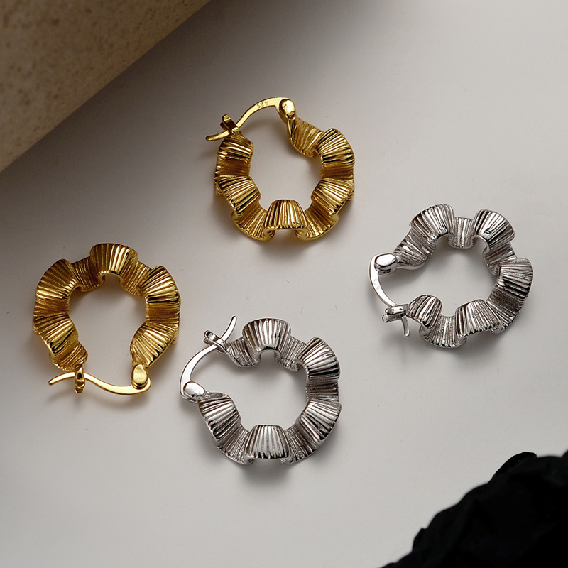 925 silver tortuous texture earrings