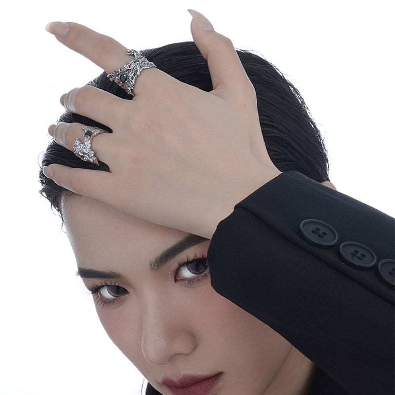925 silver diamond damaged style ring