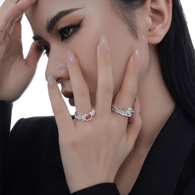 925 silver ruby opening ring