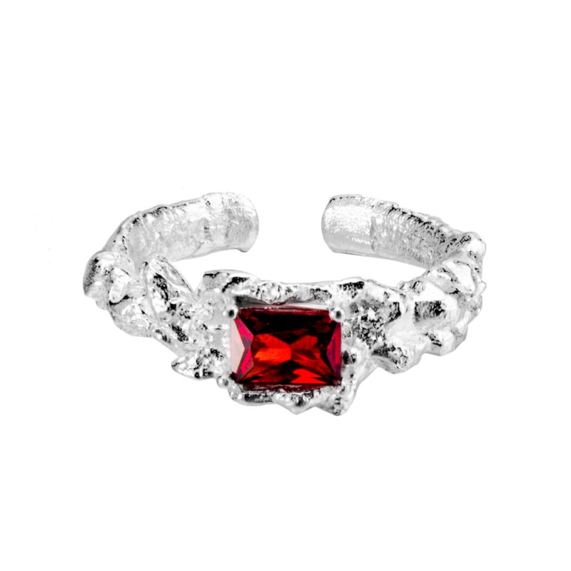 925 silver ruby opening ring