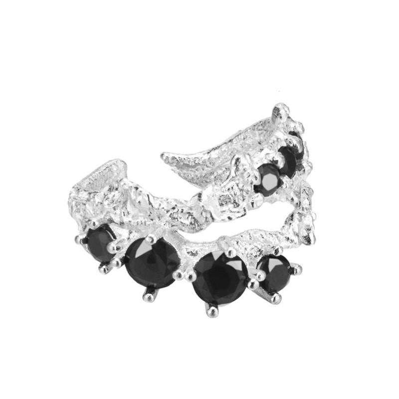 925 silver black diamond hollow ring