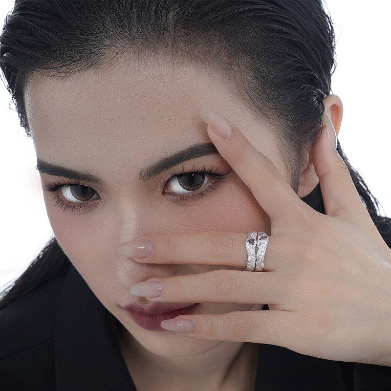 925 silver heart opening ring