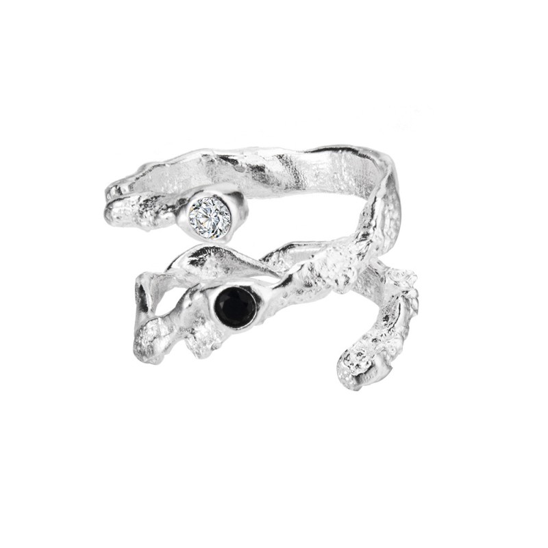 925 silver diamond wrapped texture ring