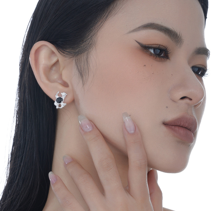 925 silver diamond irregular earrings stud