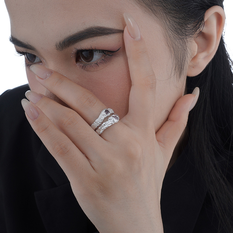 925 silver gemstone opening ring