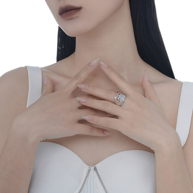 925 silver zircon irregular ring