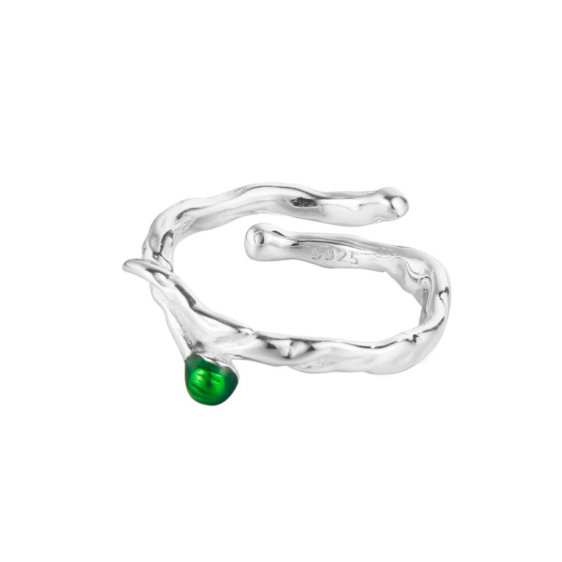 925 silver emerald enamel ring