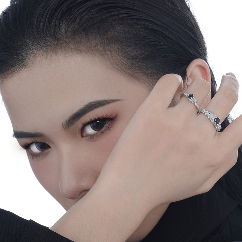 925 silver black zircon ring