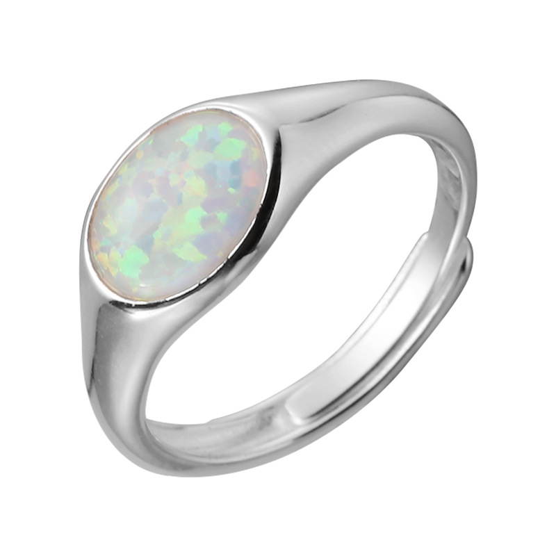 925 silver elliptic gemstone ring