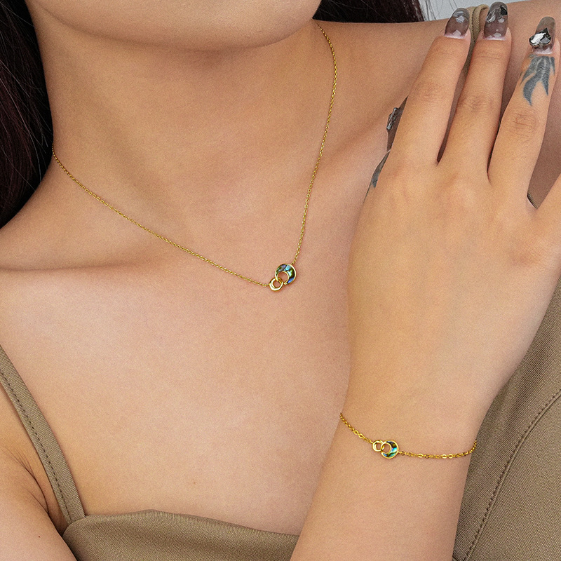 925 silver moon abalone shell bracelet