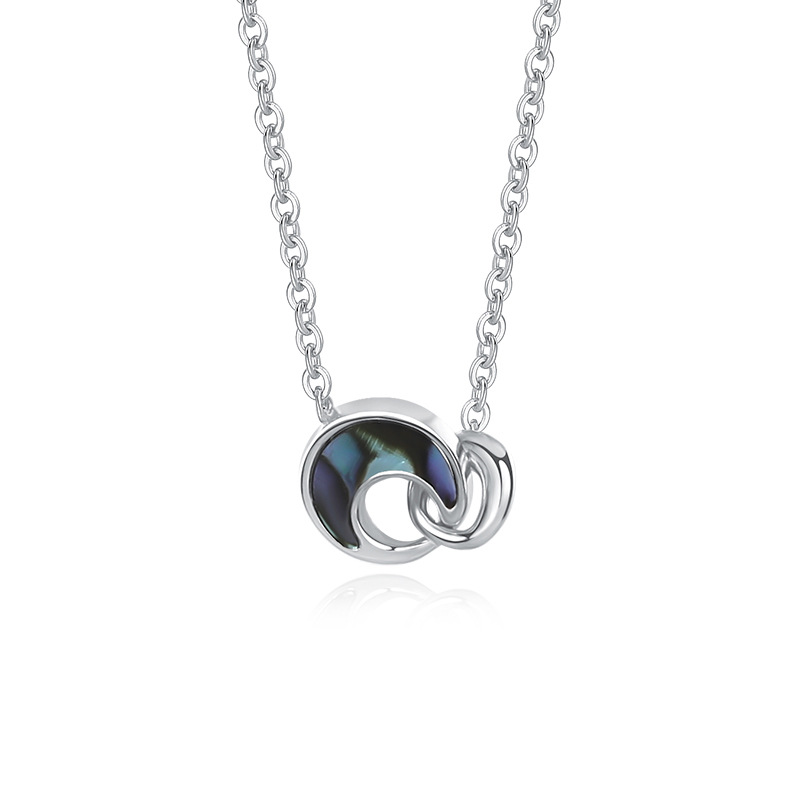 925 silver moon abalone shell necklace