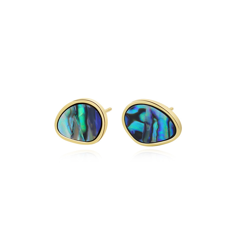 925 silver abalone shell and turquoise earrings stud