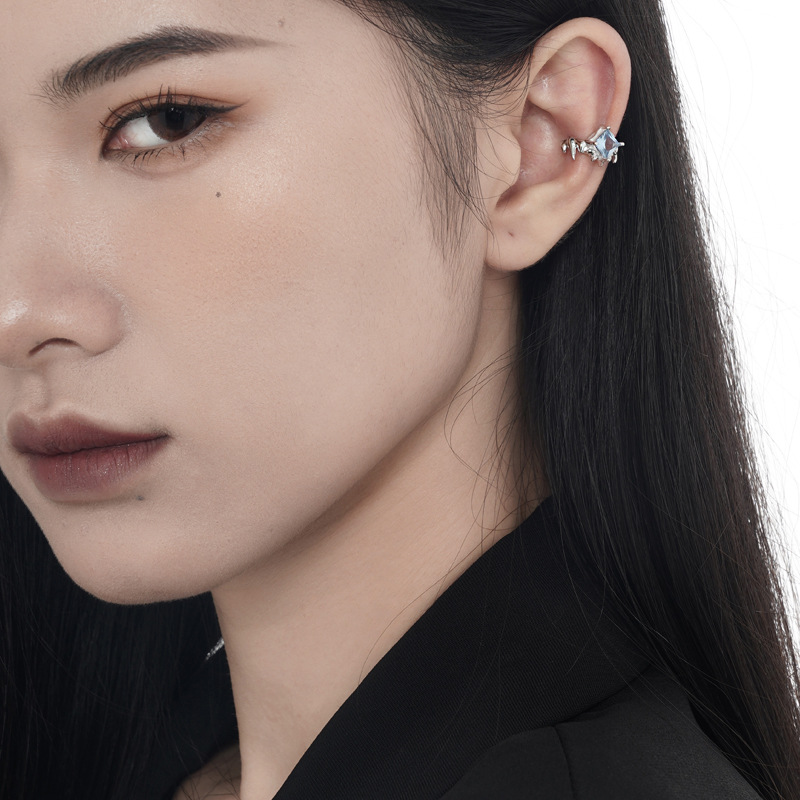 925 silver blue zircon ear clip
