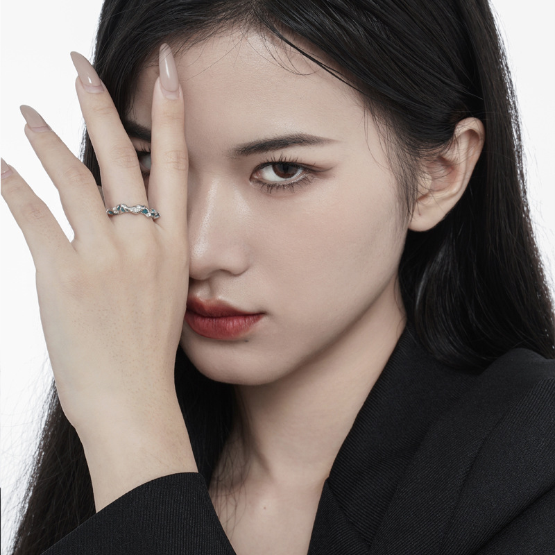 925 silver coral blue ring