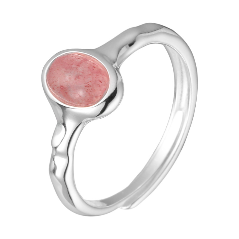 925 silver strawberry quartz ring