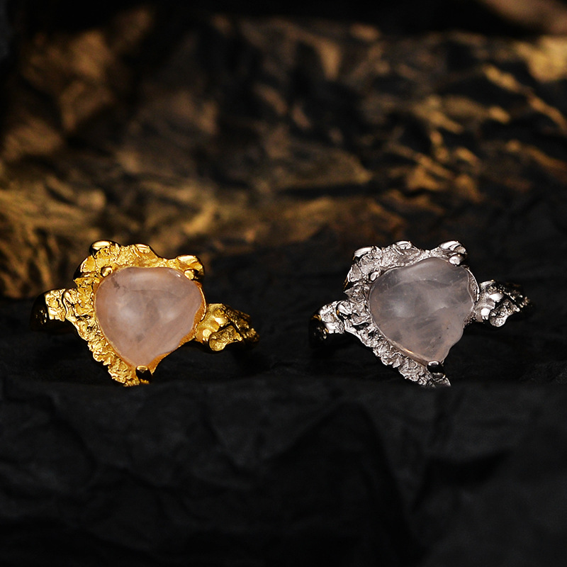 925 silver heart agate ring
