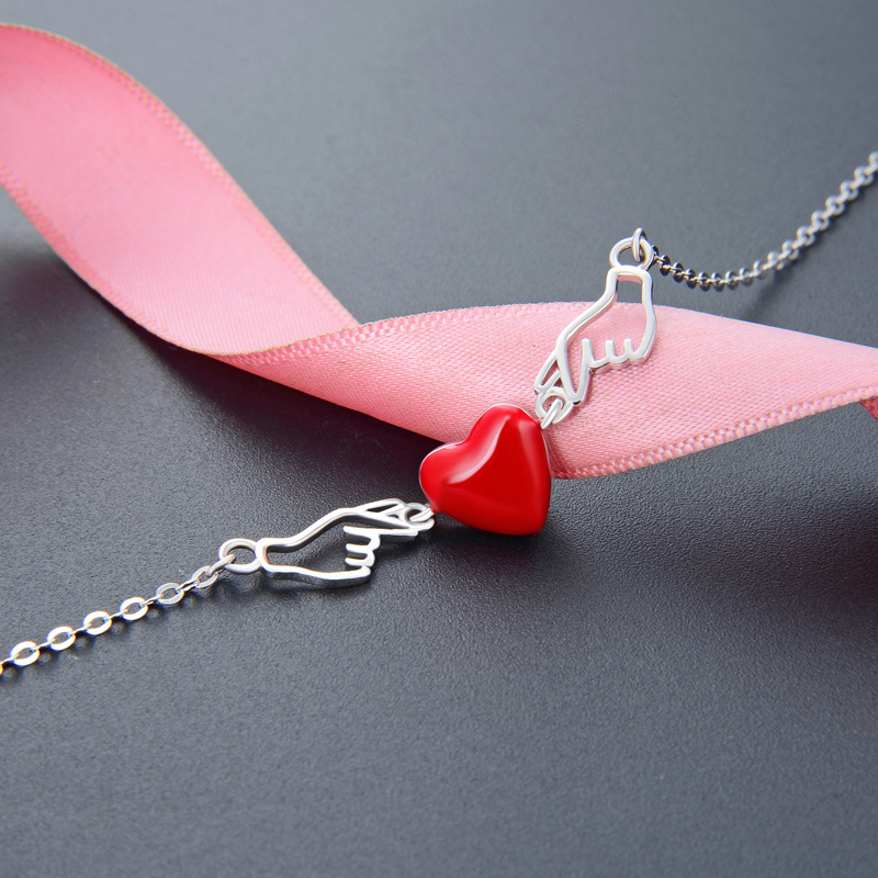 925 silver heart enamel bracelet