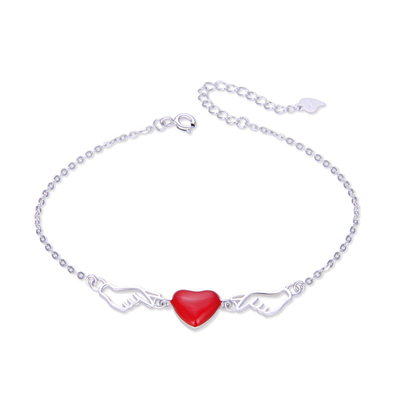 925 silver heart enamel bracelet