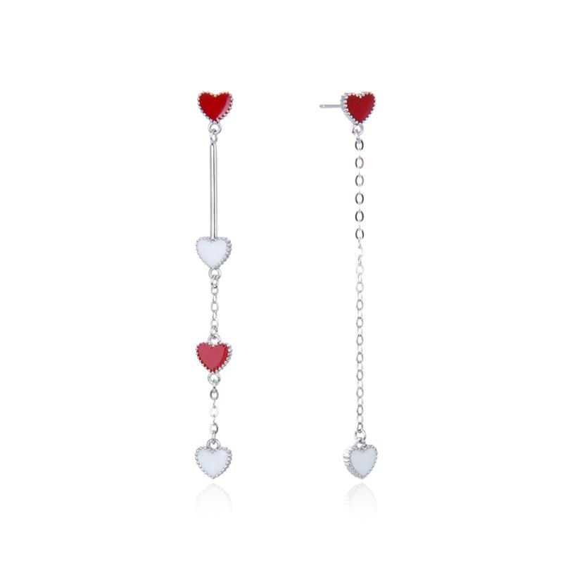 925 silver heart enamel drop earrings 