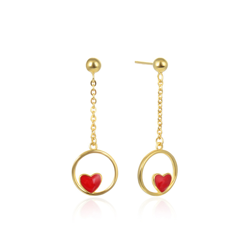 925 silver heart enamel drop earrings 