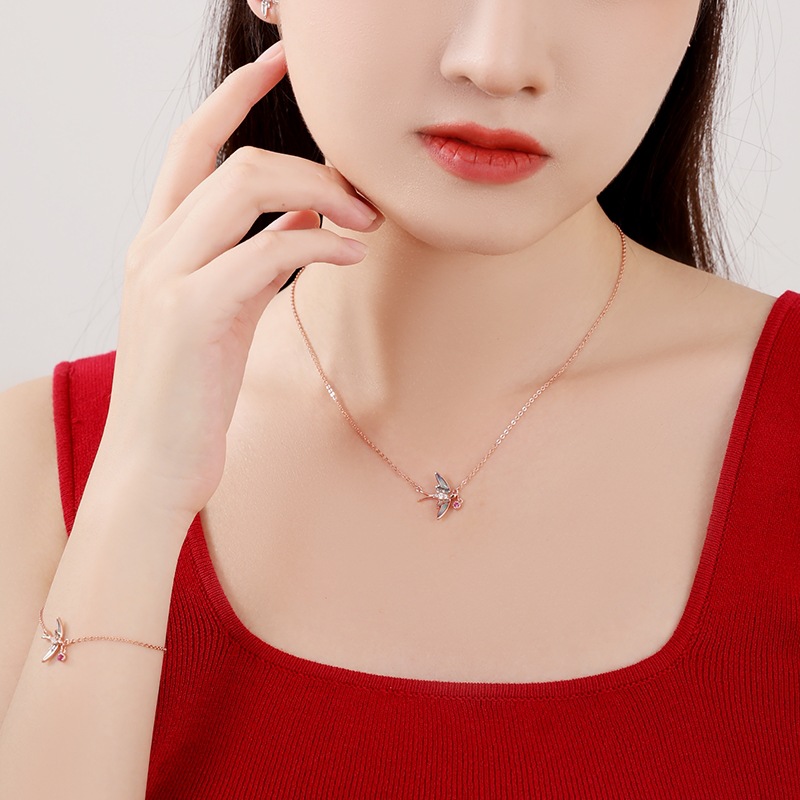 925 silver Palace Spring Swallow enamel necklace