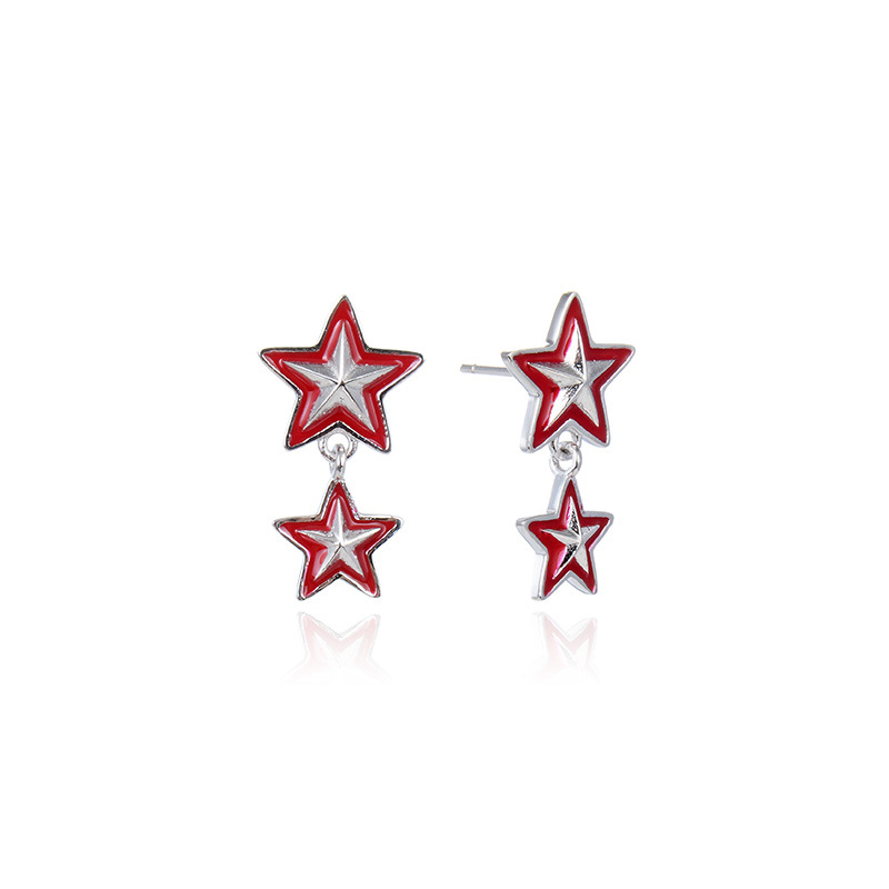 925 silver star enamel earrings stud