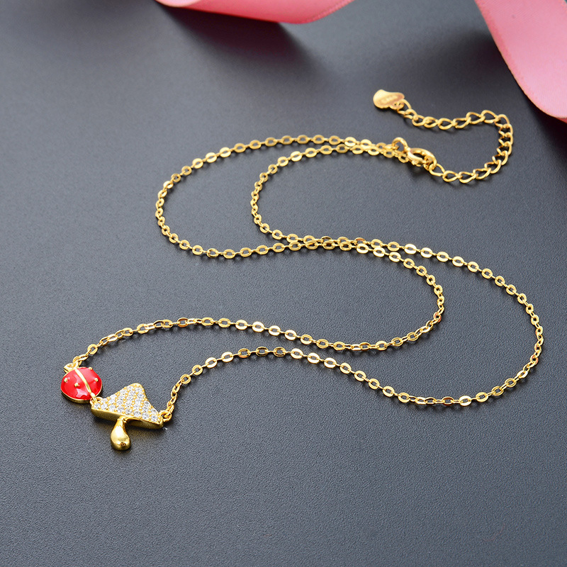 925 silver mushroom enamel necklace