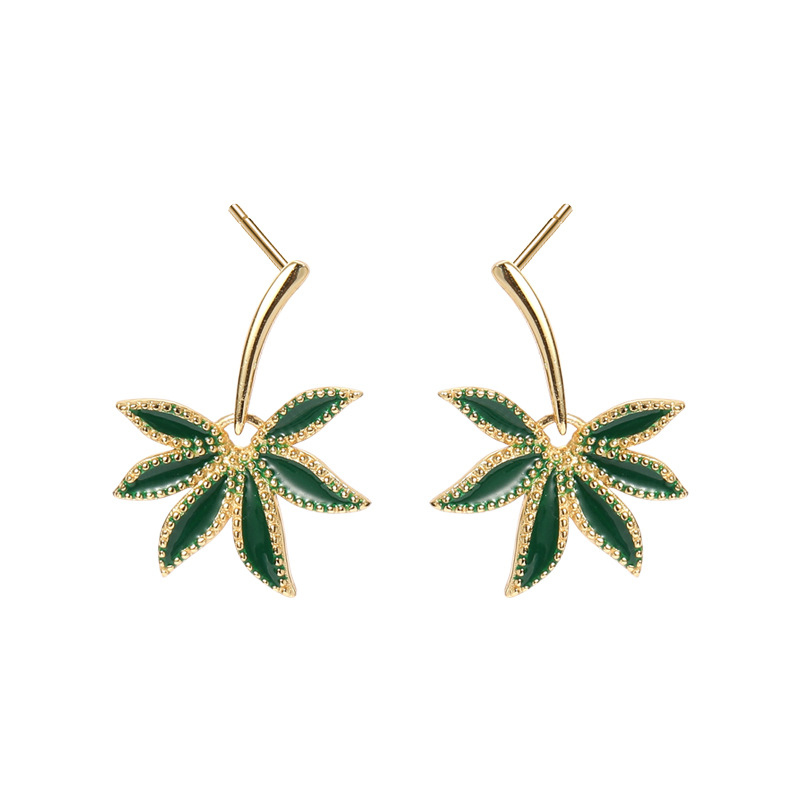 925 silver leaf enamel earrings stud