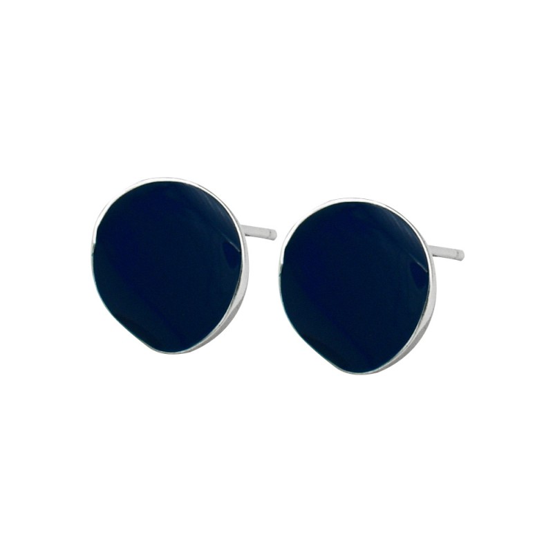 925 silver circle enamel earrings stud