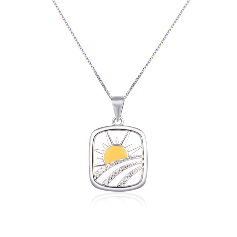 925 silver sunrise enamel necklace