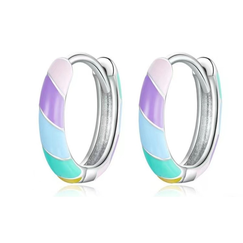 925 silver colorful enamel earrings