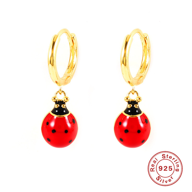 925 silver fruit enamel drop earrings