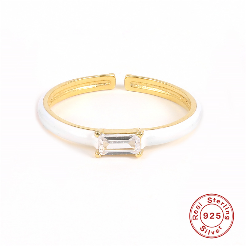 925 silver diamond enamel ring