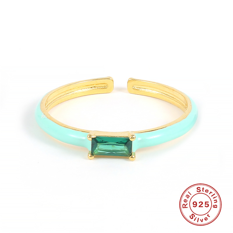 925 silver diamond enamel ring