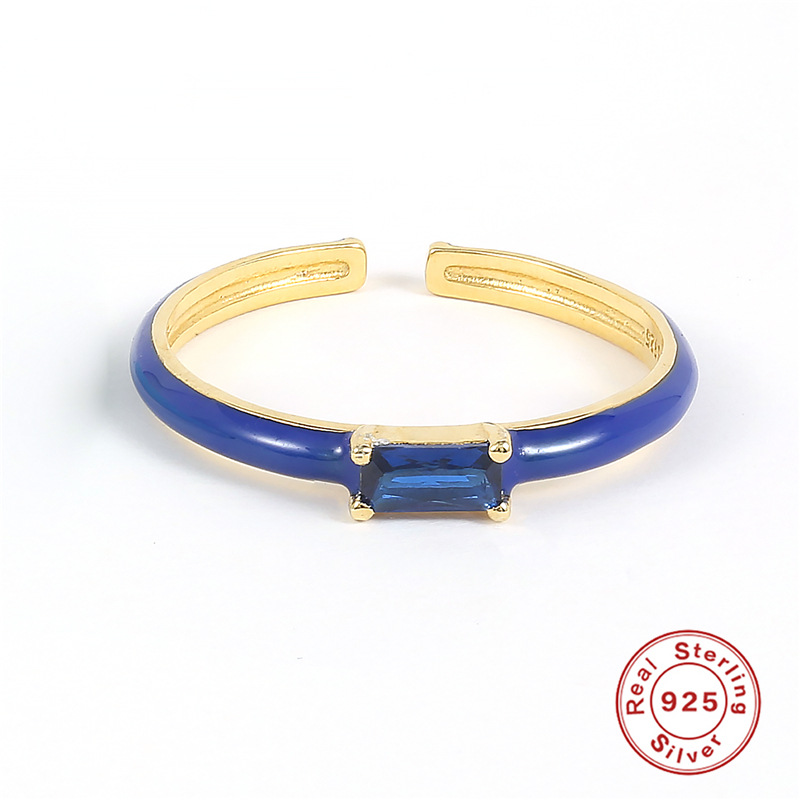 925 silver diamond enamel ring