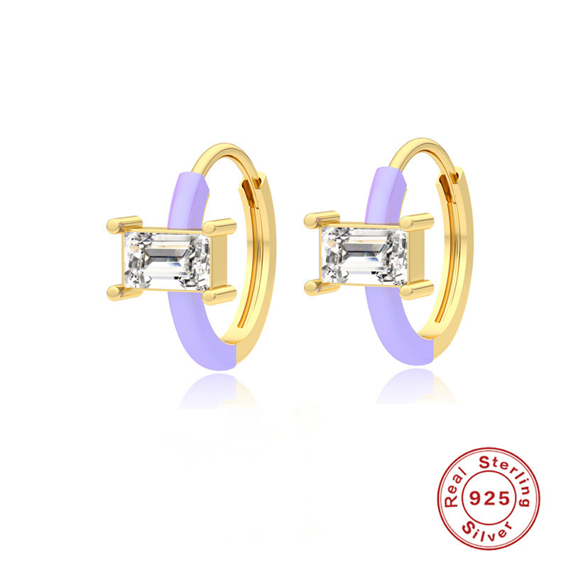 925 silver diamond enamel earrings