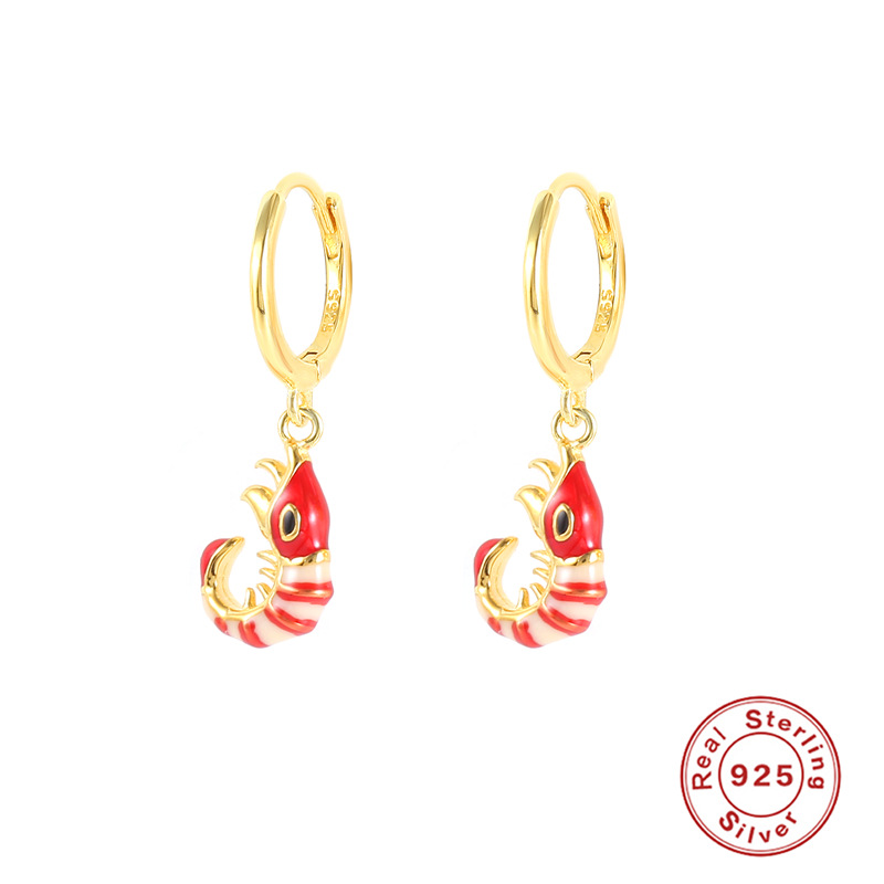 925 silver marine animals enamel drop earrings