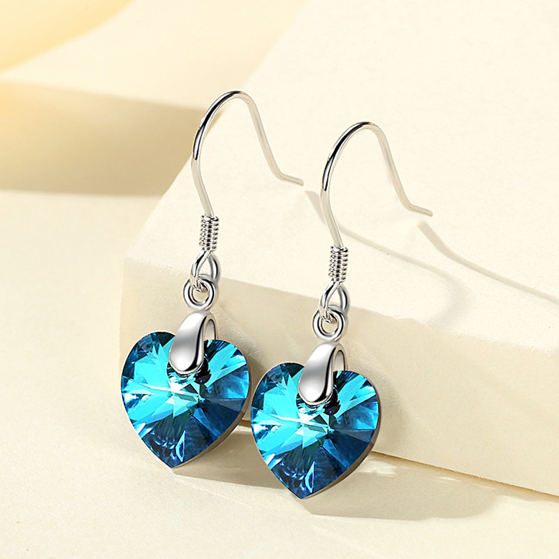 925 silver heart earrings necklace jewelry sets