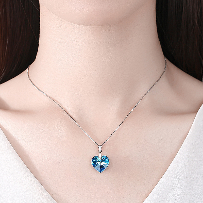 925 silver heart earrings necklace jewelry sets