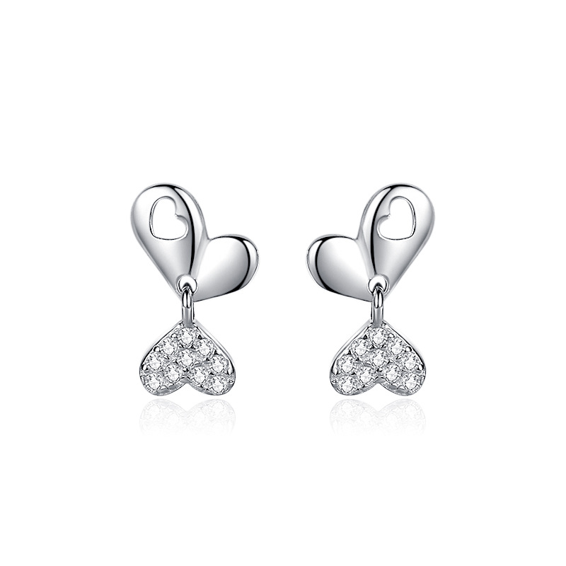 925 silver heart earrings