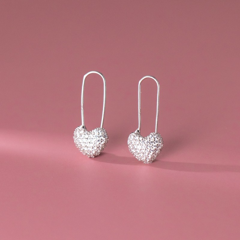 925 silver heart earrings