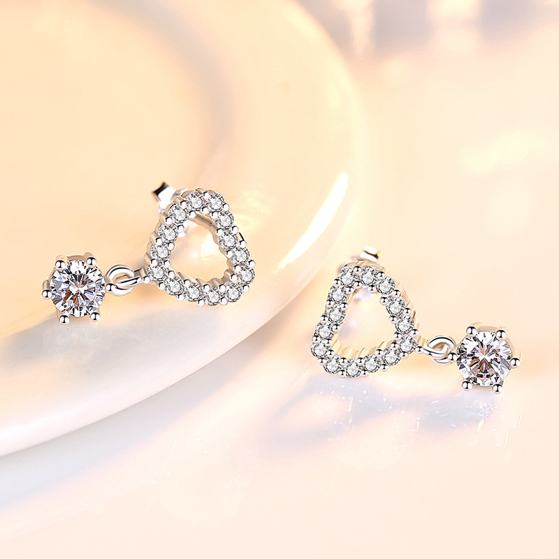 925 silver heart earrings