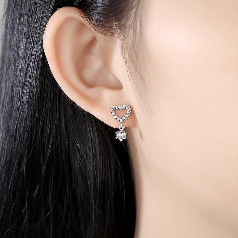 925 silver heart earrings