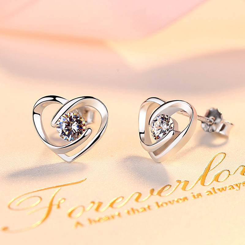 925 silver heart earrings