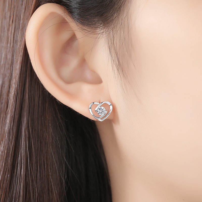 925 silver heart earrings