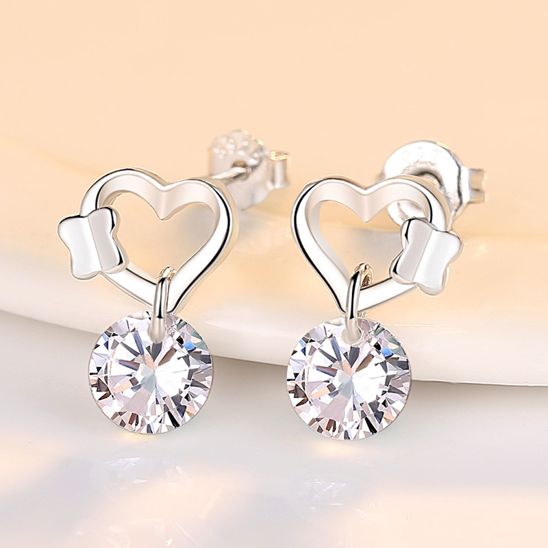925 silver heart earrings