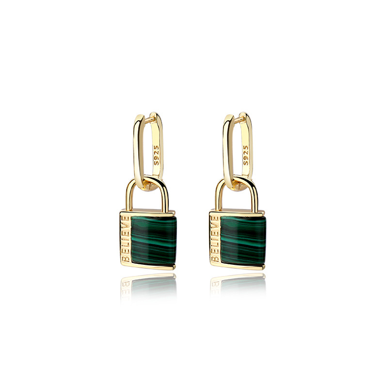silver lock earrings