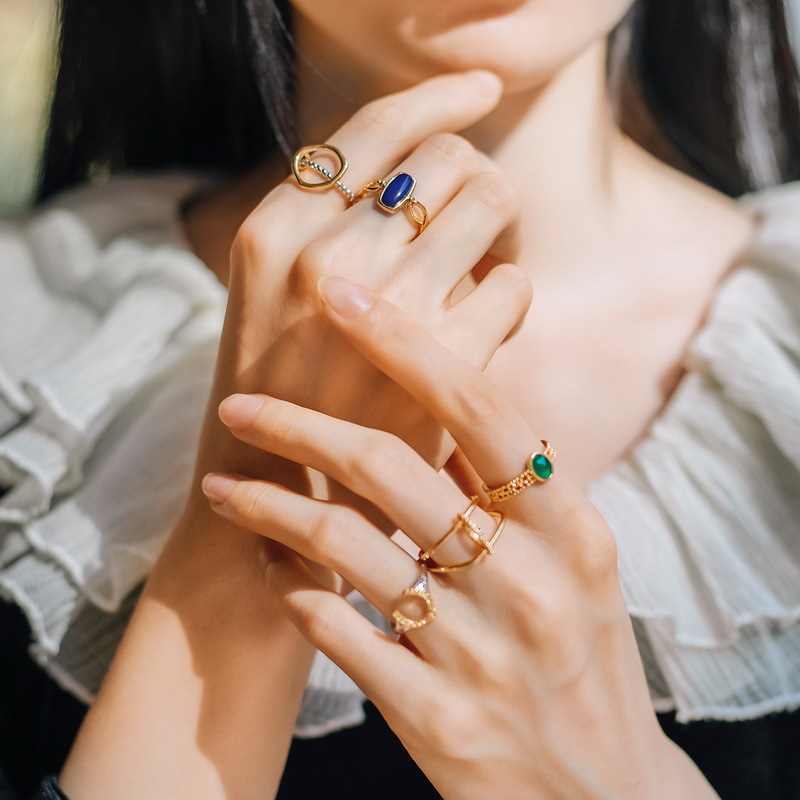 925 silver blue crystal stone ring