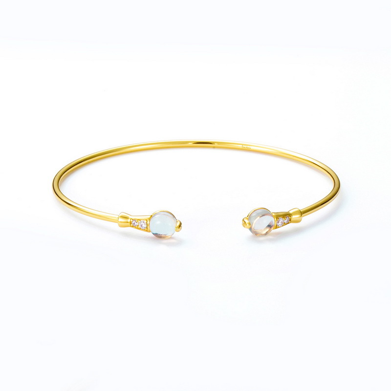 925 silver colorful gemstone opening bracelet